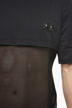 T-Shirt Rundhals Slim Fit aus Mesh mit Piercing-Detail