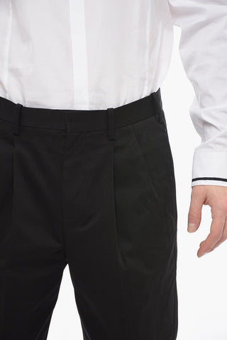 Pantaloni in Twill di Cotone a 2 Pinces con Passanti
