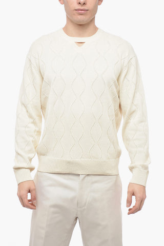 Jacquard Cotton Blend Blouson Fit Sweater