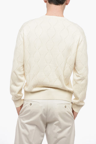 Jacquard Cotton Blend Blouson Fit Sweater