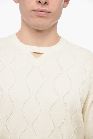 Jacquard Cotton Blend Blouson Fit Sweater