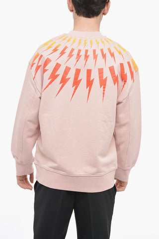 Crew Neck Sweatshirt FAIR-ISLE THUNDERBOLT with Degradé Print
