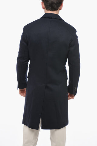 Slim Fit Double Breasted Coat with Zip Closure