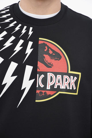 JURASSIC PARK X NB Crew Neck HALF THUNDERBOLT Cotton Sweatshirt