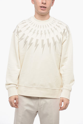 Crew Neck FAIR-ISLE THUNDERBOLT Brushed Cotton Sweatshirt
