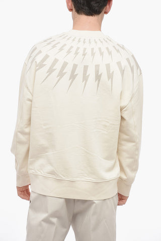 Crew Neck FAIR-ISLE THUNDERBOLT Brushed Cotton Sweatshirt