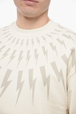 Crew Neck FAIR-ISLE THUNDERBOLT Brushed Cotton Sweatshirt