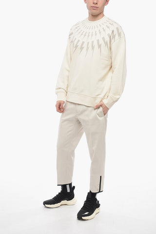 Crew Neck FAIR-ISLE THUNDERBOLT Brushed Cotton Sweatshirt