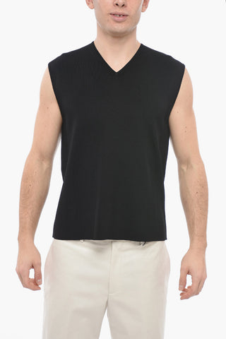 Tank Top in Maglia con Collo a V
