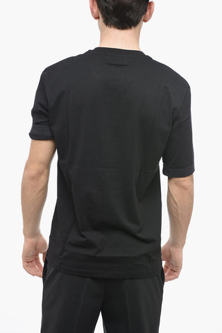 Slim Fit CYBER Punk Crew-Neck T-shirt with Popeline Details