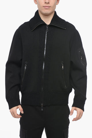 Mock Neck MUSIC BOLT Sweater with Zipped Closure