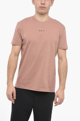 Crew Neck EYELET T-Shirt with Decorative Detail