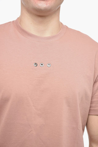 Crew Neck EYELET T-Shirt with Decorative Detail