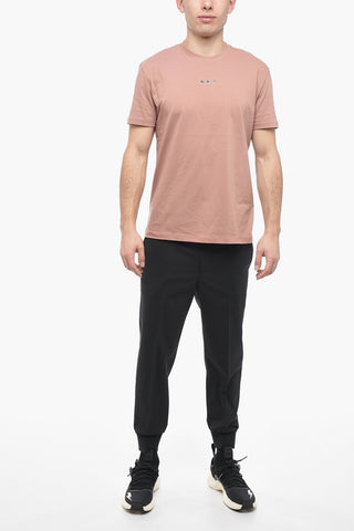Crew Neck EYELET T-Shirt with Decorative Detail