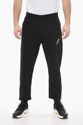 Cotton-Blend Joggers Loose Fit with Ankle Zip