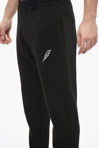 Cotton-Blend Joggers Loose Fit with Ankle Zip