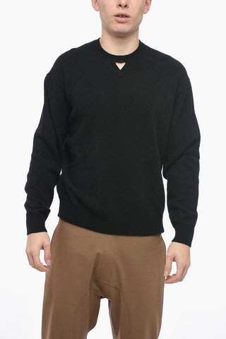 Jacquard Cotton Blend Blouson Fit Sweater