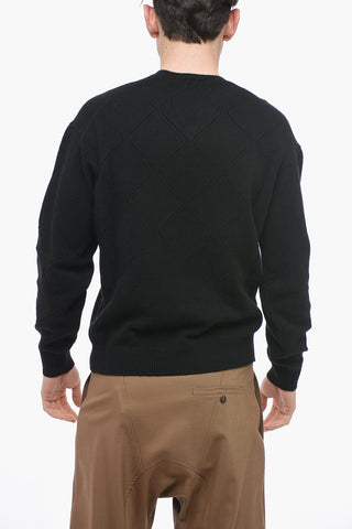 Jacquard Cotton Blend Blouson Fit Sweater