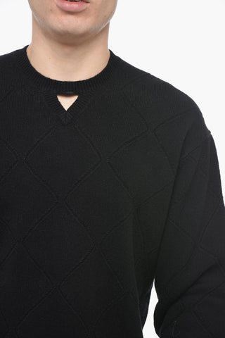 Jacquard Cotton Blend Blouson Fit Sweater