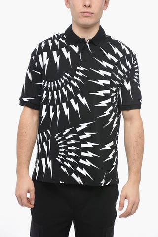 Piquè Cotton ALL-OVER CRAZY BOLTS Polo
