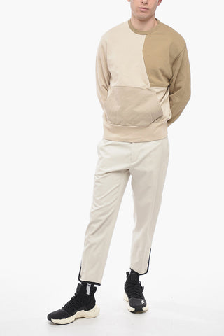Brushed Cotton Slim Fit Sweatshirt with Color Block Design