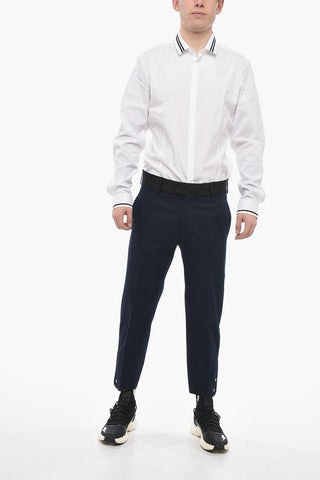 Slim-Fit Trousers TOM with Contrasting Edges and Ankle Buttons