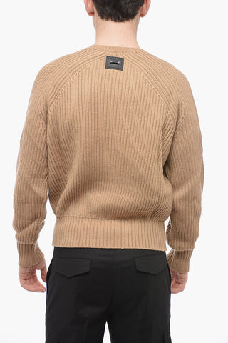 Wool Blend Chunky Fit PIERCED Sweater with Raglan Sleeves