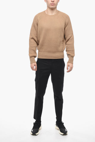 Wool Blend Chunky Fit PIERCED Sweater with Raglan Sleeves
