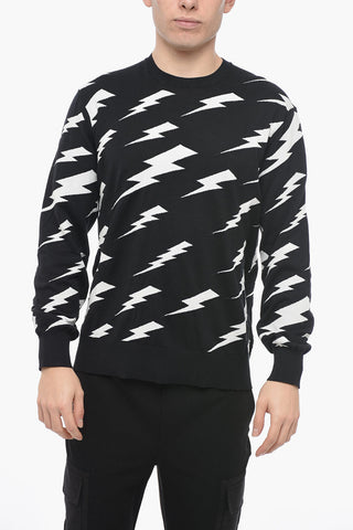 Crew Neck RAIN BOLT Cotton Sweater