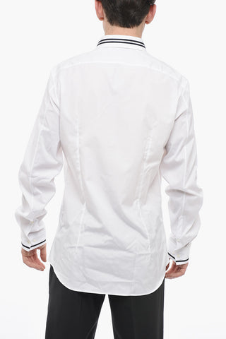 Popeline Cotton Slim Fit Shirt with Grosgrain Detail