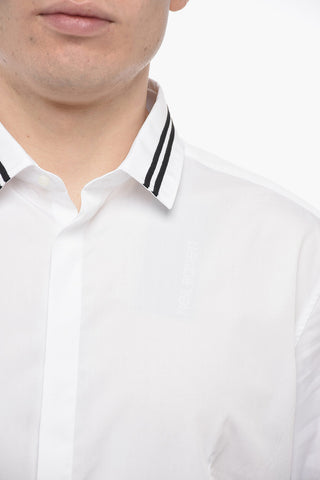 Popeline Cotton Slim Fit Shirt with Grosgrain Detail