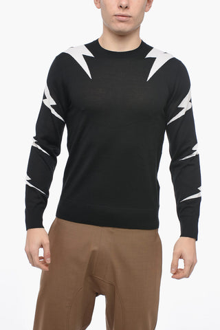 Maglia in Misto Cashmere con Motivo Thunder
