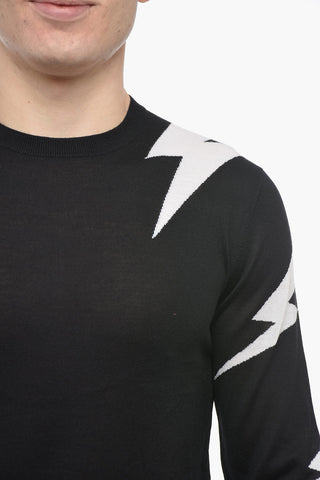 Maglia in Misto Cashmere con Motivo Thunder