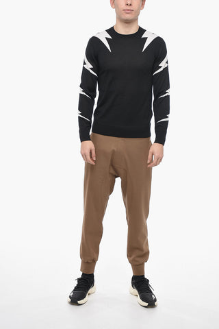 Maglia in Misto Cashmere con Motivo Thunder
