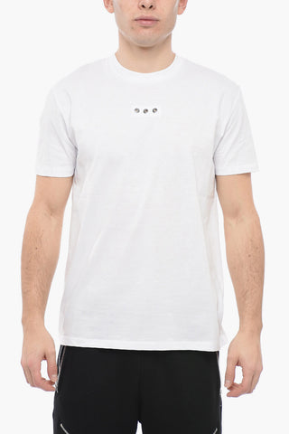 Crew Neck EYELET T-Shirt with Decorative Detail