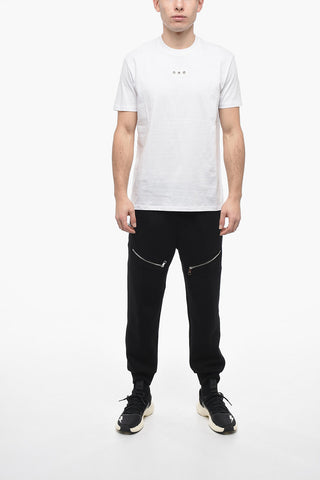 Crew Neck EYELET T-Shirt with Decorative Detail