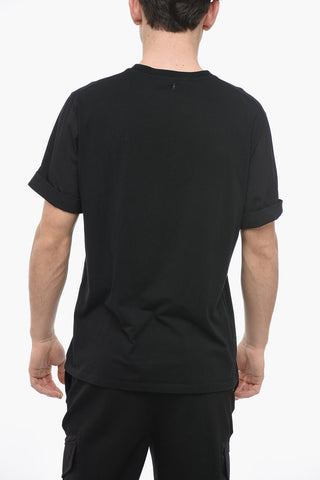 Crew Neck Loose Fit T-Shirt with Popeline Sleeves