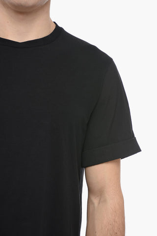 Crew Neck Loose Fit T-Shirt with Popeline Sleeves