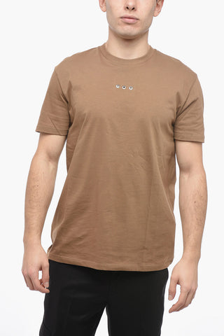Crew Neck EYELET T-Shirt with Decorative Detail