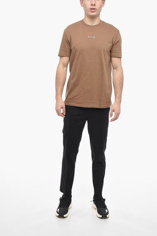 Crew Neck EYELET T-Shirt with Decorative Detail