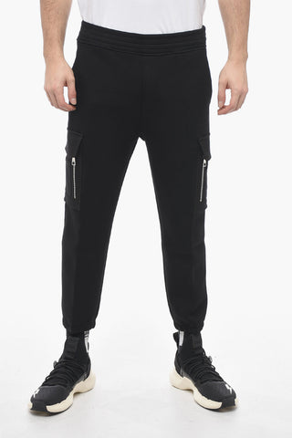 Low-rise Neoprene Cargo Sweatpants with Cuffs