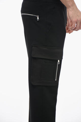 Low-rise Neoprene Cargo Sweatpants with Cuffs
