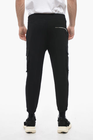 Low-rise Neoprene Cargo Sweatpants with Cuffs