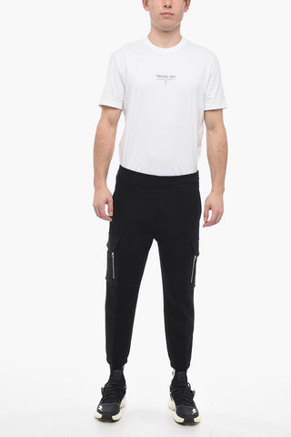 Low-rise Neoprene Cargo Sweatpants with Cuffs