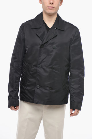 Nylon Slim Fit Double Breasted Peacoat