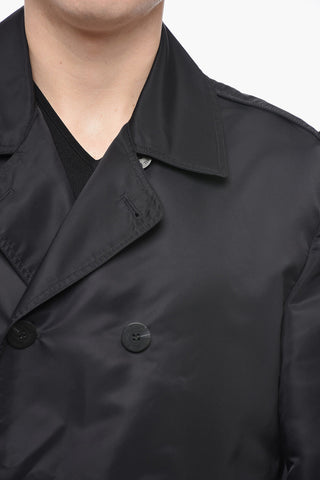 Nylon Slim Fit Double Breasted Peacoat