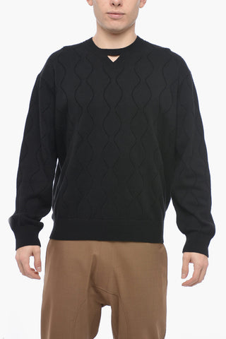 Jacquard Cotton Blend Blouson Fit Sweater
