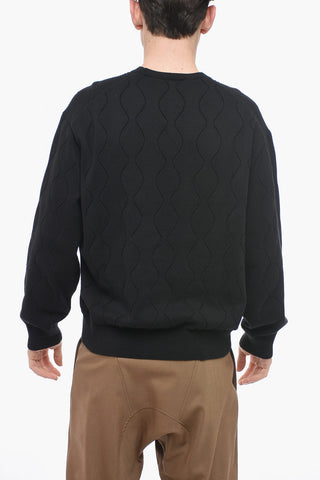 Jacquard Cotton Blend Blouson Fit Sweater