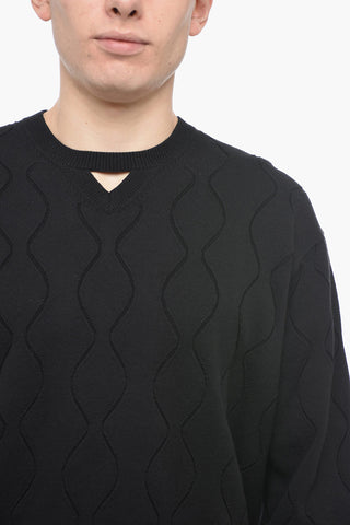 Jacquard Cotton Blend Blouson Fit Sweater