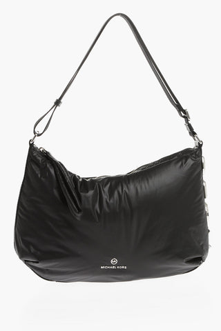 MICHAEL Nylon LEONIE Shoulder Bag with Metal Side Maxi Logo